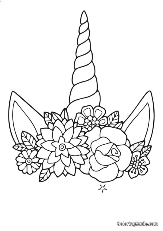 Cuerno de flor de unicornio - Página para Colorear