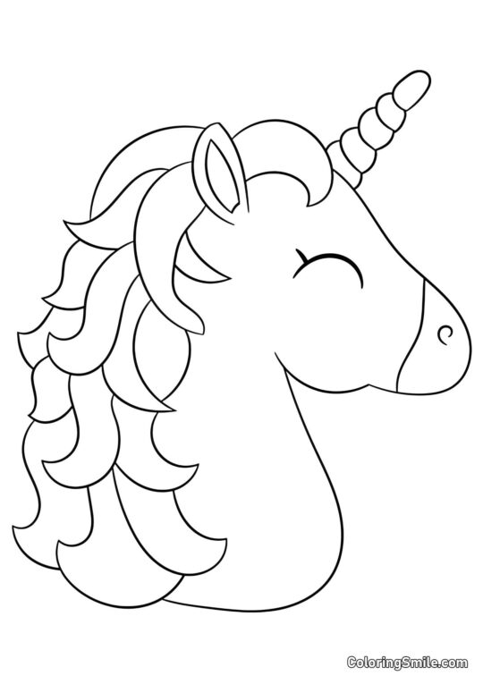 Unicornio con melena ondulada - Página para Colorear