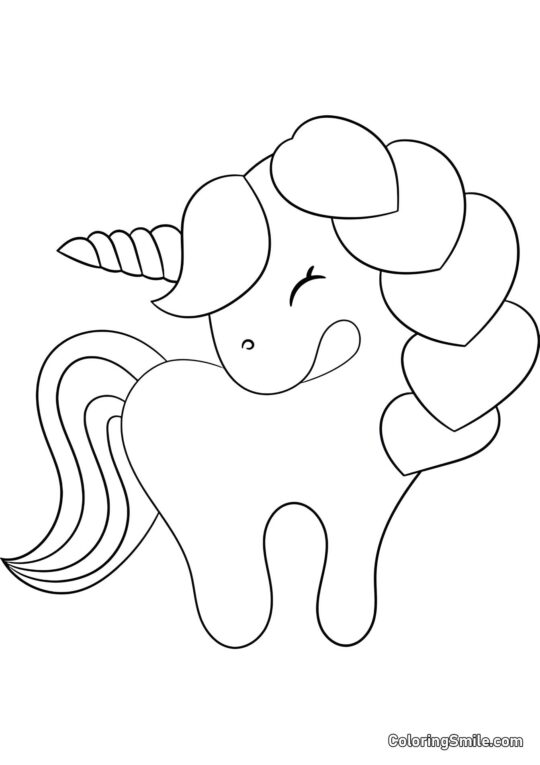 Unicornio y gafas de corazón - Página para Colorear