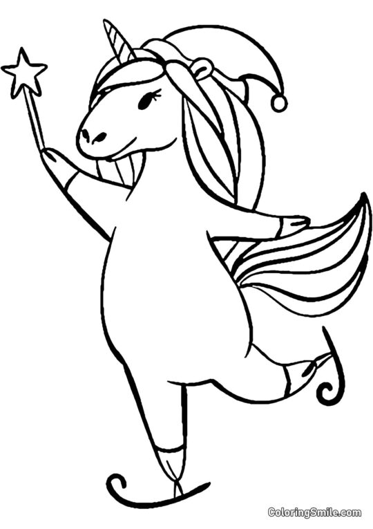 Unicornio y varita mágica - Página para Colorear