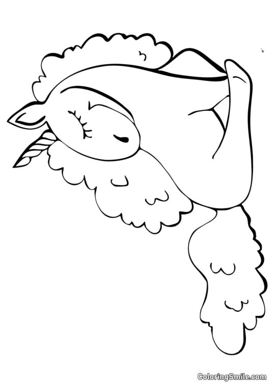 Unicornio sentado - Página para Colorear