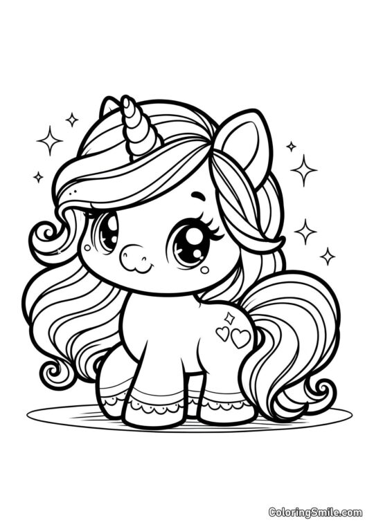 Dulce bebé unicornio - Página para Colorear