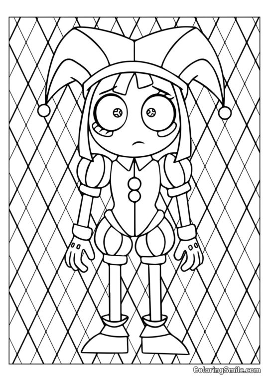 Pomni en el Fondo de Rombo - Página para Colorear