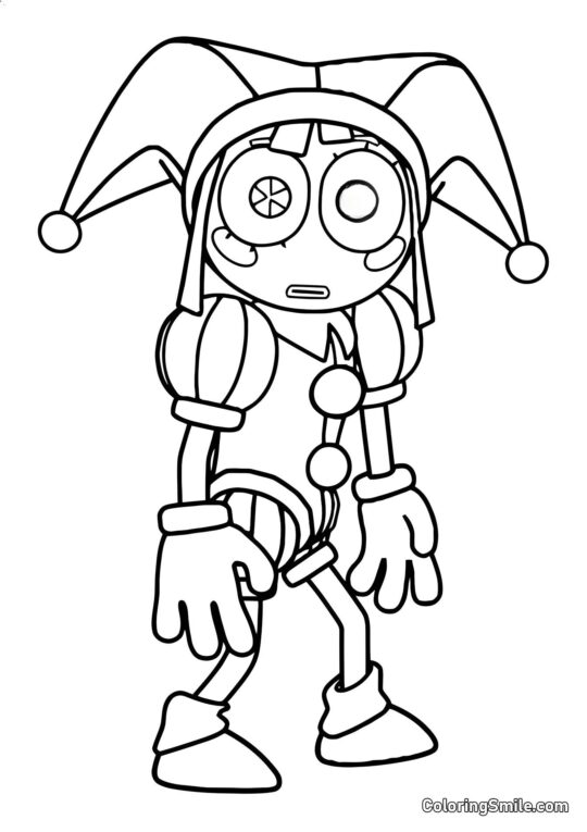 Broma de Pomni del Círculo Digital - Página para Colorear