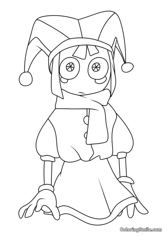 Pomni en un Vestido - Página para Colorear