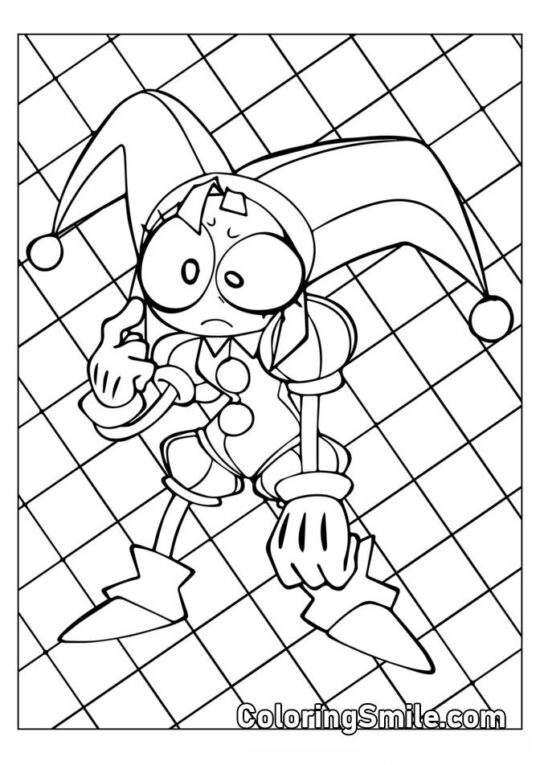 Pomni en un Fondo Cuadrado - Página para Colorear