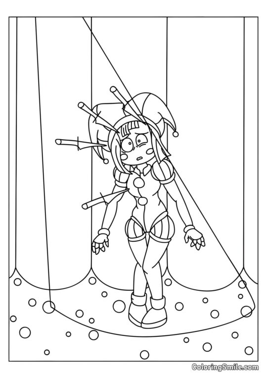 Pomni en la Escena - Página para Colorear