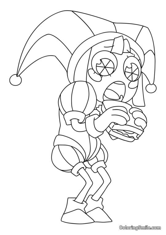 Pomni es un Sándwich - Página para Colorear