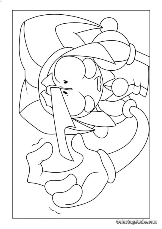 Pomni con un Cuchillo en la Cabeza - Página para Colorear