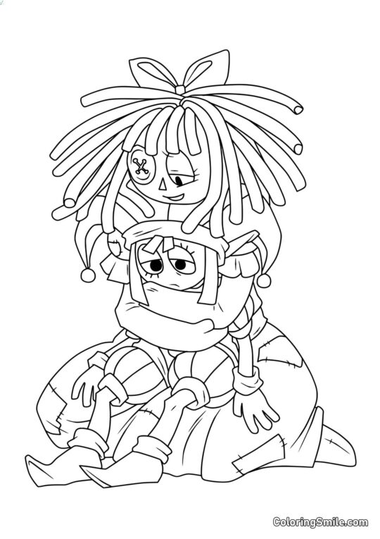 Ragata Abraza a Pomni - Página para Colorear