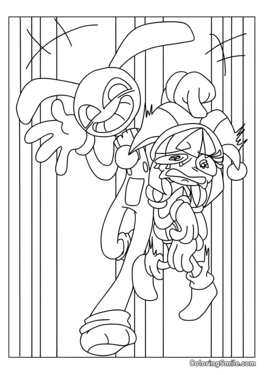 Jacks Napugó a Pomni - Página para Colorear