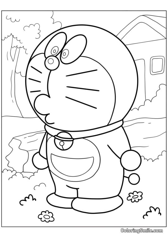 Doraemon Curioso - Página para Colorear