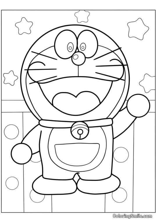 Doraemon Adorable - Página para Colorear