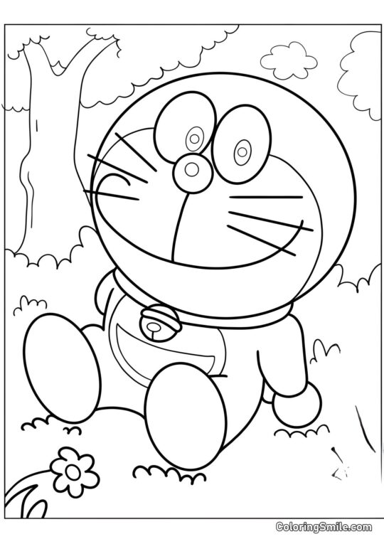 Doraemon Feliz - Página para Colorear