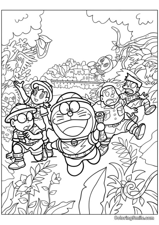 Doraemon y la Isla de los Milagros - Página para Colorear