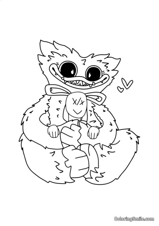 Bebé Huggy Wuggy con un conejito Bebé Huggy Wuggy con un conejito - Página para Colorear