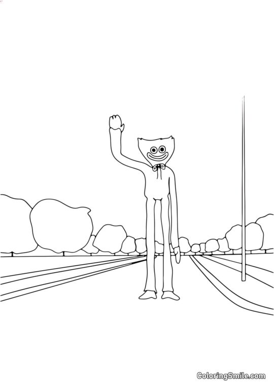 Huggy Wuggy en la carretera Huggy Wuggy en la carretera - Página para Colorear