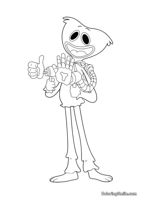 Huggy Wuggy con manos de gamer Huggy Wuggy con manos de gamer - Página para Colorear