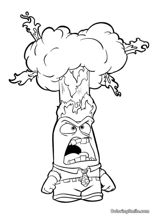 Emoción explosiva de ira - Página para Colorear