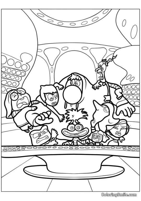 Emociones de Riley en el panel de control - Página para Colorear