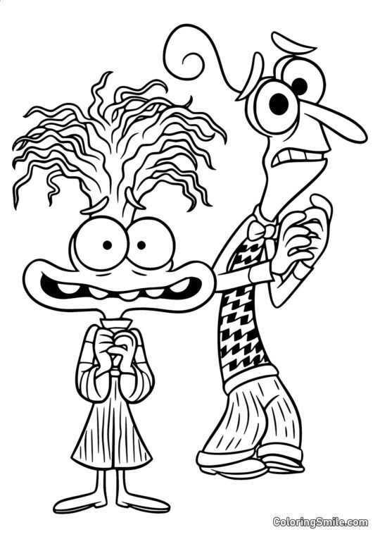 Ansiedad y miedo de Intensamente 2 - Página para Colorear