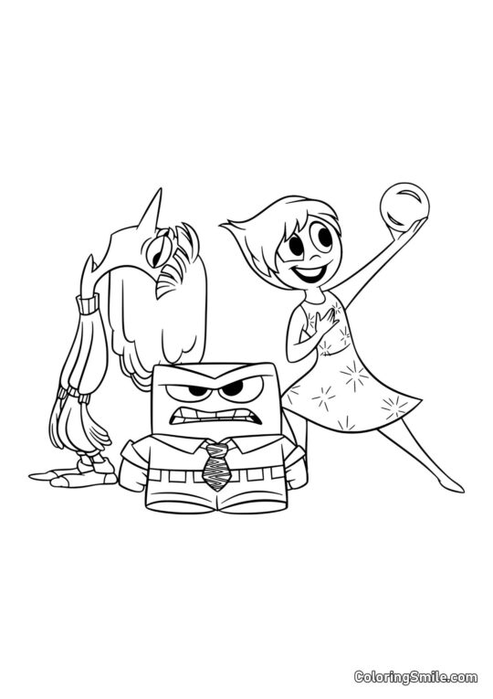 Emociones de tristeza, ira y alegría - Página para Colorear