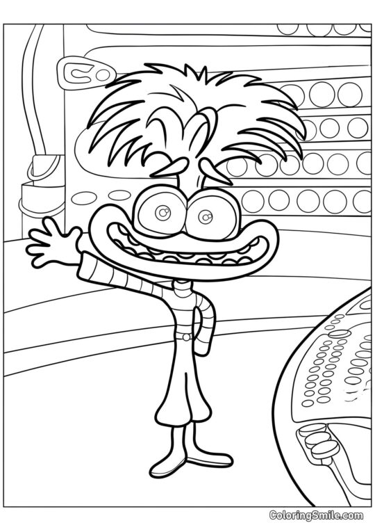 Ansiedad cerca del panel de control de emociones - Página para Colorear