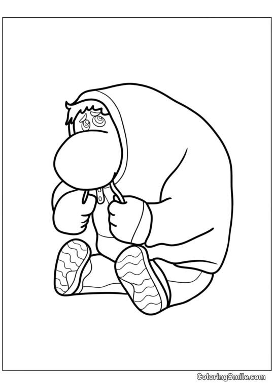 Emoción vergüenza sentada - Página para Colorear