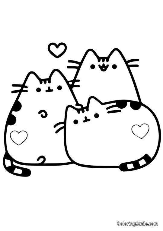 Pusheen el Gato Enamorado - Página para Colorear