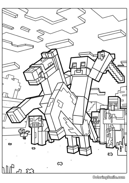 Steve Montando un Caballo - Página para Colorear