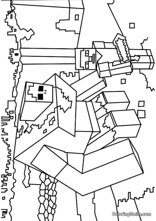 Robot y Steve - Página para Colorear