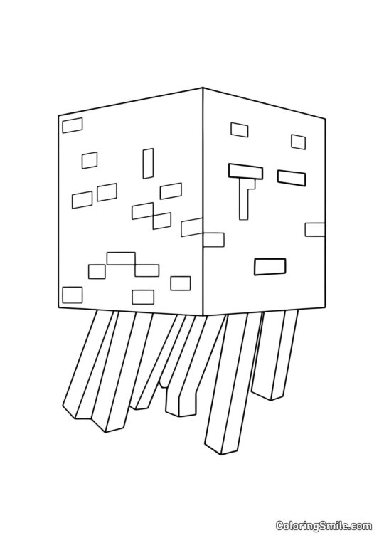 Ghast Hostil de Minecraft - Página para Colorear