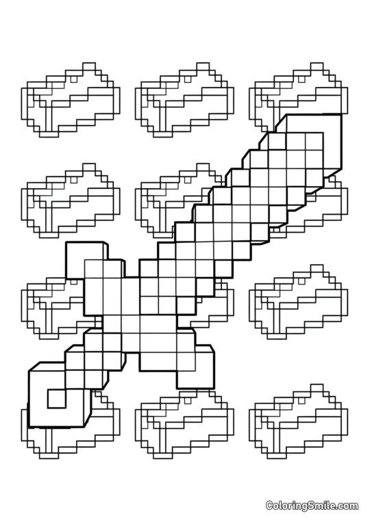 Espada Antiestrés de Minecraft - Página para Colorear