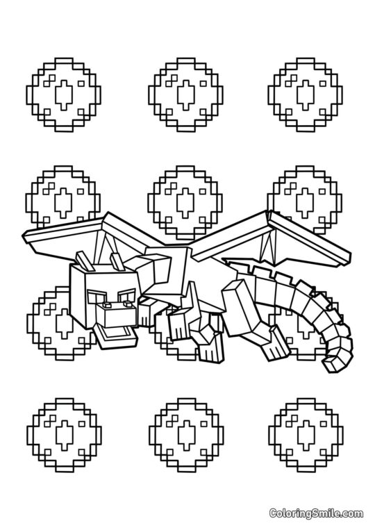 Dragón Negro de Minecraft - Página para Colorear