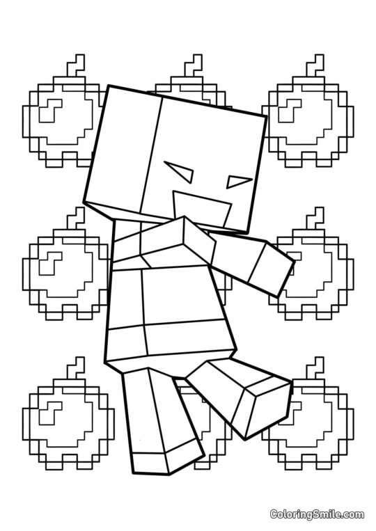 Zombie Adorable de Minecraft - Página para Colorear