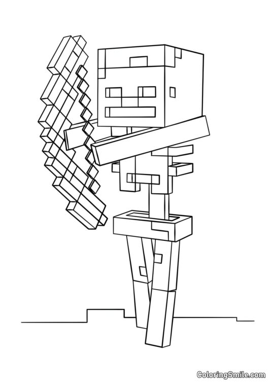 Esqueleto con Arco - Página para Colorear