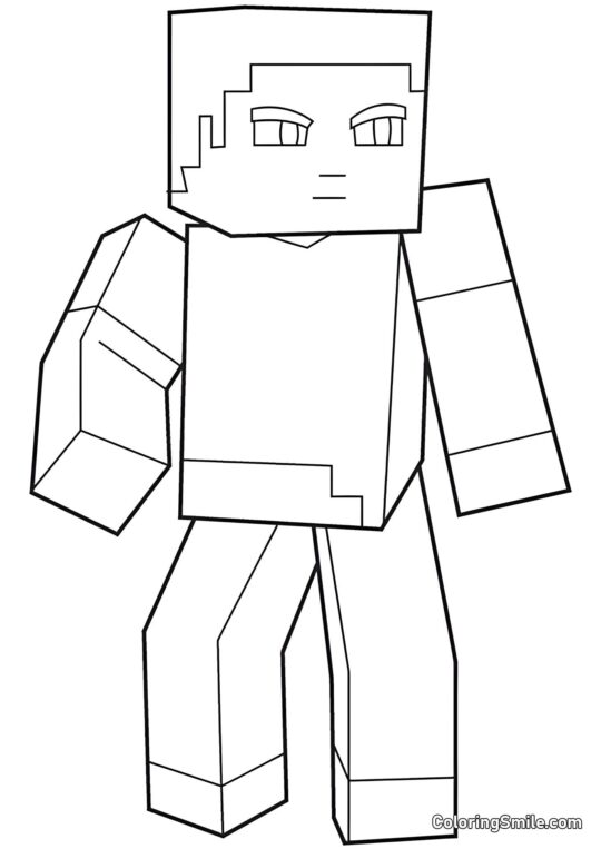 Steve Observando el Área - Página para Colorear