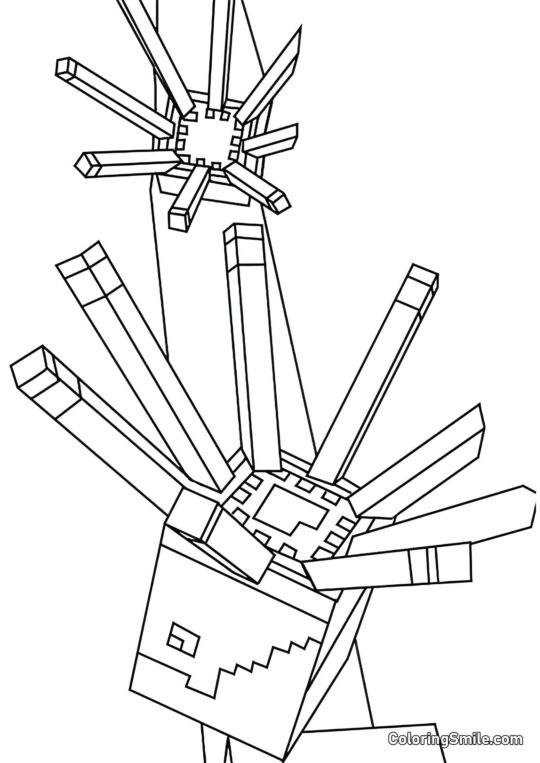 Calamar de Minecraft - Página para Colorear