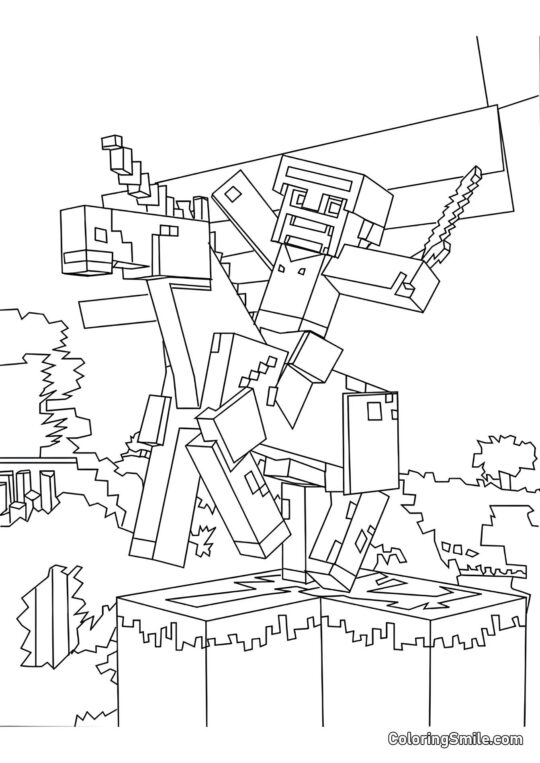 Jugador en Unicornio - Página para Colorear