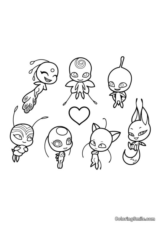 Muchos Kwamis Diferentes - Página para Colorear