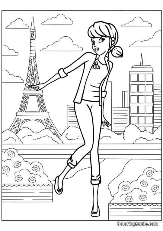 Marinette Dupain-Cheng en París - Página para Colorear