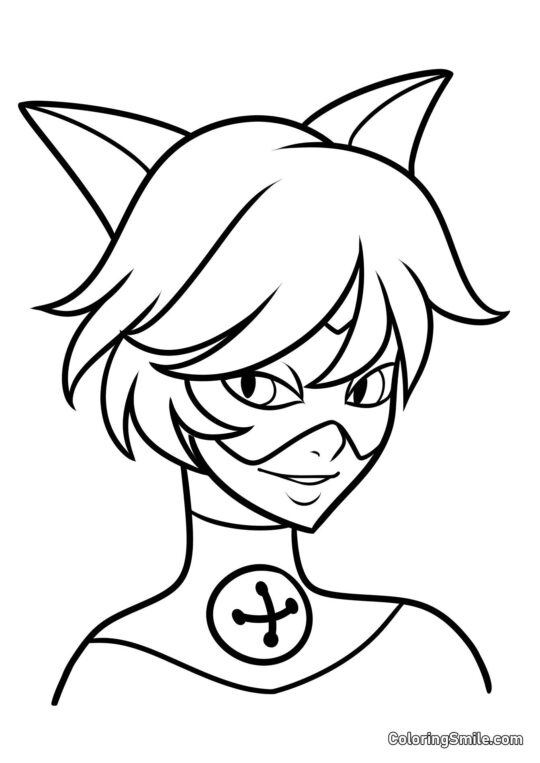 Cat Noir (Retrato) - Página para Colorear