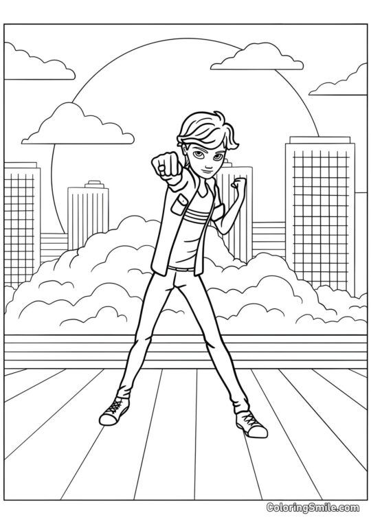 Adrien Agreste Llamando a Plagg - Página para Colorear