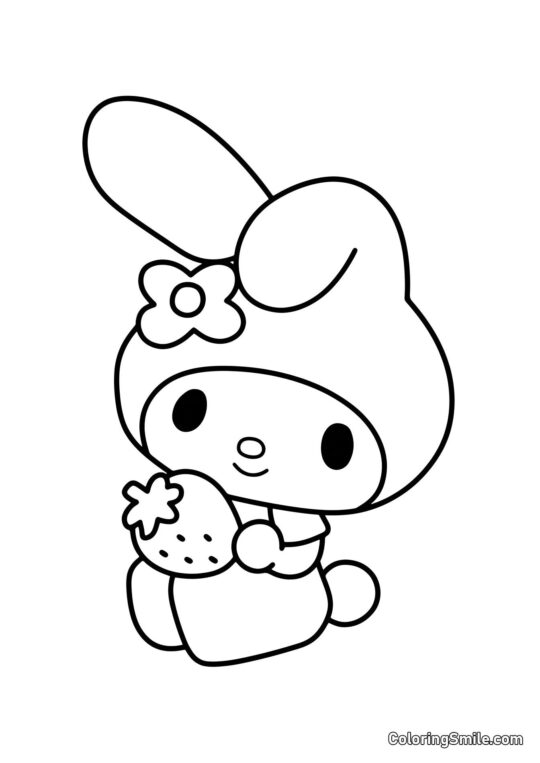 My Melody con Fresa - Página para Colorear