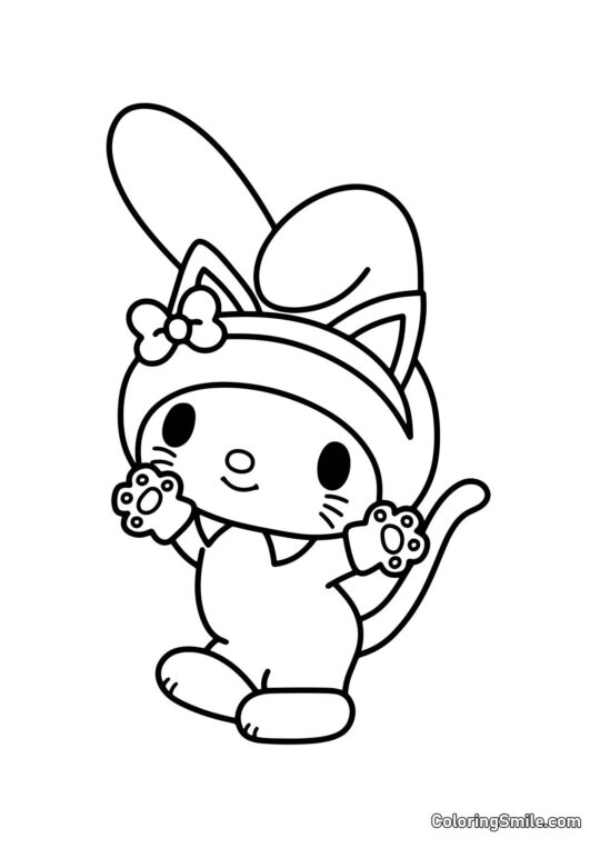 My Melody en Traje de Gato - Página para Colorear