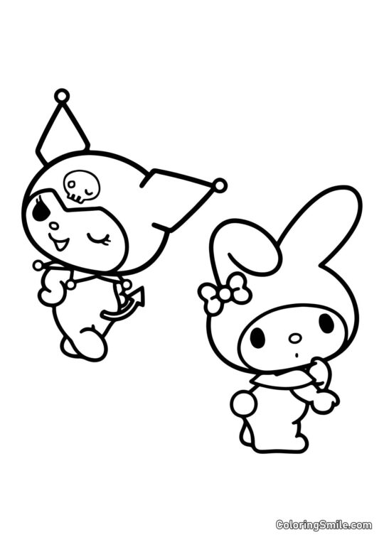 Conejos Kuromi y My Melody - Página para Colorear