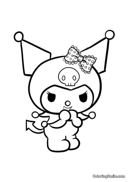 Kuromi con Lazo - Página para Colorear