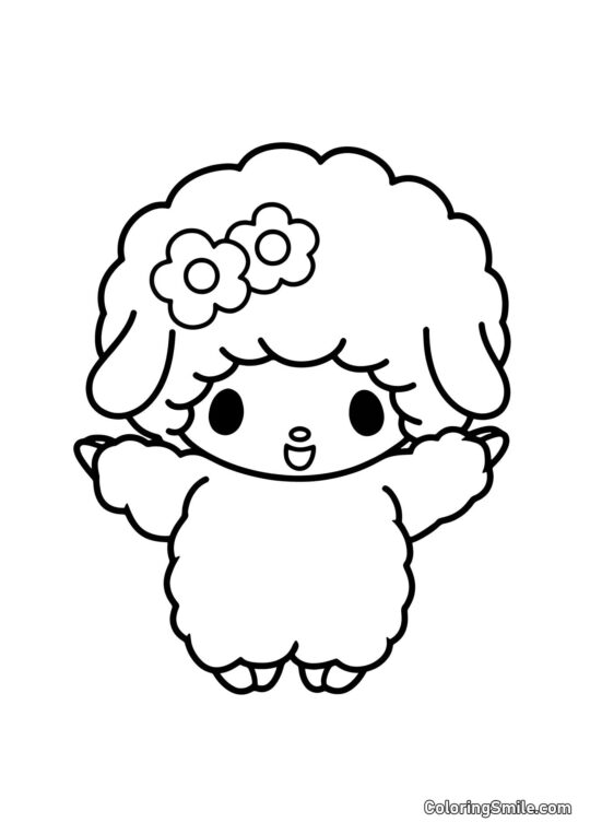 Oveja Piano de My Melody - Página para Colorear