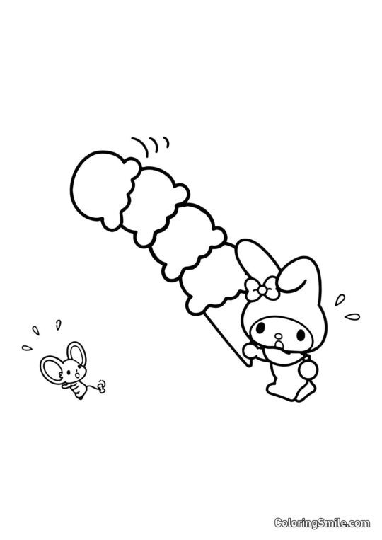 My Melody con Gran Helado - Página para Colorear