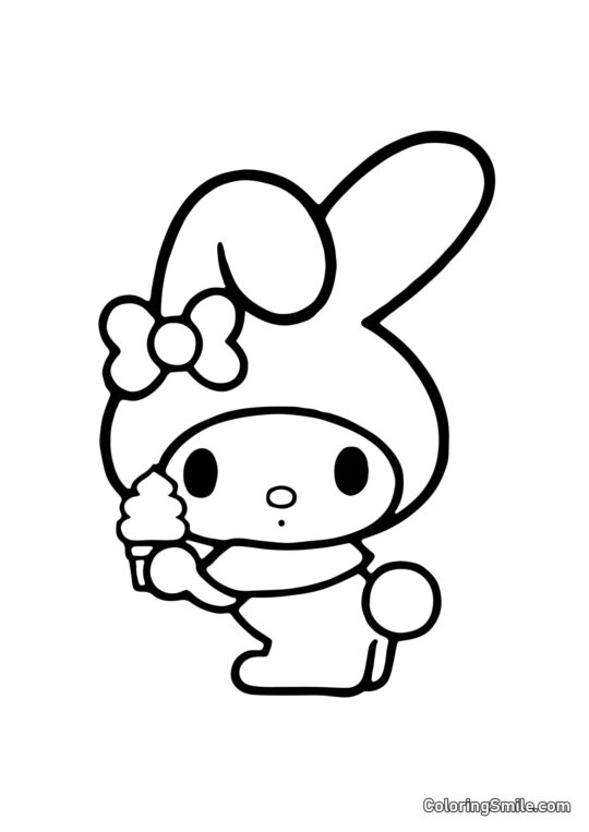 My Melody con Helado - Página para Colorear